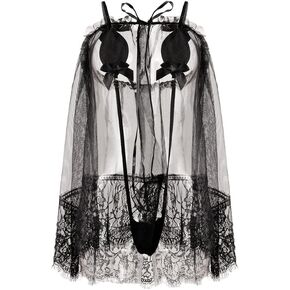 النساء الداخلية الدانتيل Babydoll Chemise Strappy Bodysuit v الرقبة الليلية الشبكية ملابس النوم