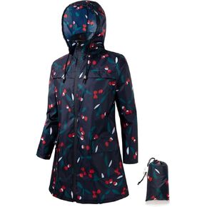 Women Waterproof Lightweight Rain Jacket Outdoor Hooded Raincoat