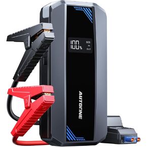 AUTOONE Car Jump Starter 5000A Battery Booster, Portable Battery Pack for All Gas 10L Diesel, 12V Jump Box with Smart Jumper Cable for Car Battery, Vehicle Lithium Starter, LCD Display, w/LED Light