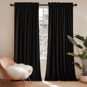 الستائر Black Velvet Lackout Nicetown Halloween ، الستائر الثقيلة الثقيلة في جيب القضيب/علاجات النوافذ للقاعة ، مسرح (2 قطع ، طوله 96 بوصة)