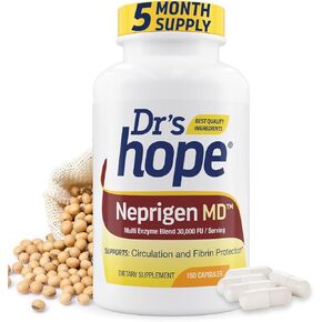 Neprigen MD™ Multi Enzyme Blend 30,000 FU, Multi-Enzyme Nutritional Supplements Support Blood Circulation and Fibrin Protection, 150 Veggie Capsules, Made in The USA