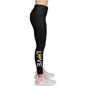 Tstars Love Rainbow Heart Leggings for Women Teen Girls LGBTQ Gifts Equality Pride Month Hearts Womens Tights