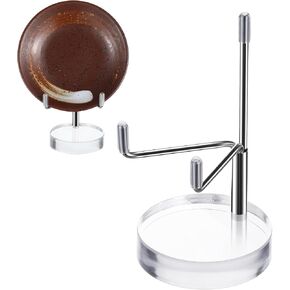 Table Top Easels For Display Plaque Holder Art Display Stand Adjustable Metal Arm Display Stand Small Plate Stand Easel With Acrylic Base For Fossil Rock Mineral Agate Crystals Collectibles