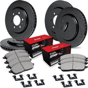 R1 Concepts Front and Rear Brakes and Rotors| Hardware Included| Front and Rear Optimum OEp Brake Pads and Rotors Kit| Fits 2010-2014 Toyota FJ