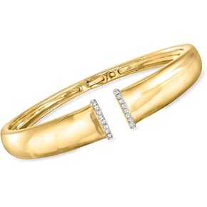 Ross-Simons 0.25 ct. t.w. Diamond-Edge Cuff Bracelet in 18kt Gold Over Sterling. 7 inches