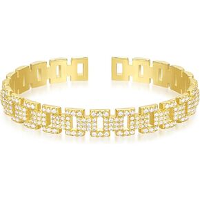 KELORIS PATH Gold Cuff Bracelets for Women, 14k Gold Plated Open Twisted Adjustable CZ Cuff Bangles Dainty Jewelry Gifts