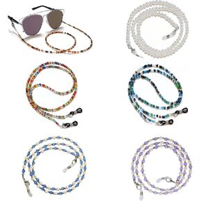 5 Pcs Beaded Eyeglass Chains for Women,Eye Glasses Holders Around Neck,3 Styles stylish Glasses Chain,Mask Strap,Sunglasses Lanyard