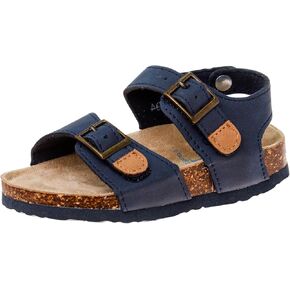 Rugged Bear Kids Sandals Cork Double Buckle Slides Summer Sandals for Boys Size 5-10 Toddler