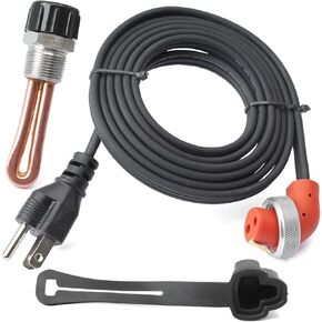 3500022 Engine Block Immersion Heater Replacement for Cummins for Paccar Diesel Engine 3/4 Inch NPT Thread 120 Volts 750 Watts with Cordset Cord and Plug Protector
