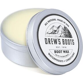 Drew's Boots USA مصنوعة من شمع الحذاء 7 أوقية لمكيف الجلود - بلسم جلدي طبيعي تمامًا إلى مقاوم للماء وختم وحالة وتلميع ومحافظ - حل رعاية التمهيد الممتازة للحماية طويلة الأمد