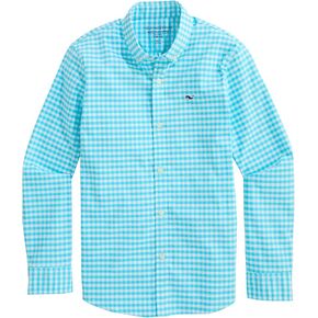 vineyard vines Boys Skysail Gingham Performance Cotton Shirt