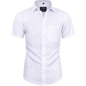 Alimens & Gentle Boy's Short Sleeve Dress Shirts Wrinkle Free Solid Casual Button Down Shirts with Pocket