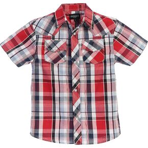 Gioberti Boys Casual Western Plaid Pearl Snap-on Buttons Short Sleeve Shirt