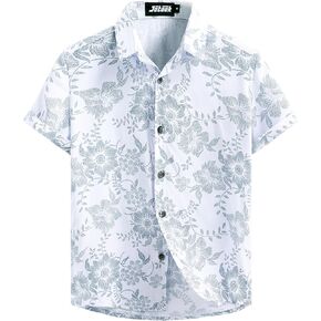 Boys Hawaiian Shirt Short Sleeve Button Down Shirt Casual Floral Tropical Beach Shirts 6-14 Years
