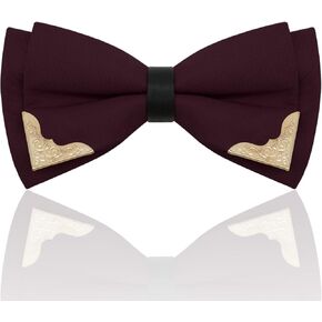 Bow Tie for Men, Mens Bow Tie With Metal Decoration Adjustable Pre-Tied Bowtie for Wedding Graduation Party Banquet