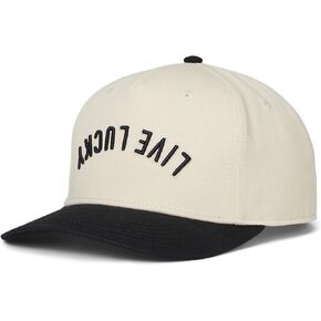 Black Clover Standard Upside Down Luck 1 Adjustable Hat, Crème/Black Hat/3D Embroidery