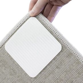 Rug Pad Grippers, White Color Anti Non Slip Rug Grippers, Carpet Corner Holder, Keep Rugs or Carpets Straight & Stucked to The Floor, 4 Pieces