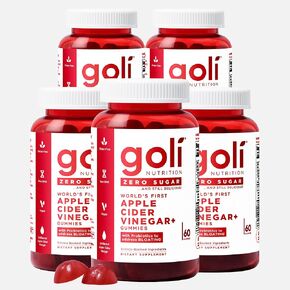 Goli Zero Sugar Apple Cider Cider Gummies - فيتامين B12 ، البروبيوتيك لمعالجة الانتفاخ. لا المحليات الاصطناعية ، لا كحول السكر. نباتي ، قائم على النبات ، غير المعدلة وراثيا ، خالية من الغلوتين وخالية من الجيلاتين. (1)