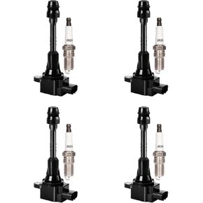 Set of 4 Ignition Coil Pack and Spark Plugs Fits for Nissan Sentra 1.8 L4 2002 2003 2004 2005 2006 1.8L Replaces UF351 C1397