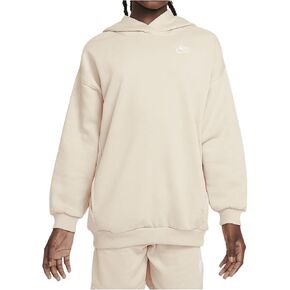 Nike Sportswear Club Fleece Big Kids' Oversized Pullover Hoodie (FZ5579-126, Sanddrift/White)