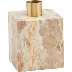 Mud Pie Tan Marble Taper Holder; 4" X 3"
