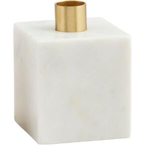 Mud Pie White Marble Taper Holder; 4" X 3"