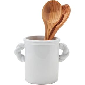 Mud Pie Twisted Handle Utensil Crock; 6 1/4" x 7 3/4" Dia