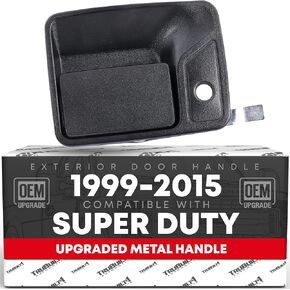 T1A Exterior Front Driver Door Handle Replacement, Upgraded Metal - Compatible with 1999-2016 Ford F-250 F-350 F-450 F-550 Super Duty - Textured Black with Keyhole - OEM 7C3Z-2522405
