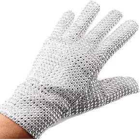 Michael Sliver Shiny Punk Glove BJ Perform for Collection,Twinkling Plastic Sew Onto Glove,Adults