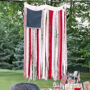 4th of July Decorations - Patriotic Memorial Day Decor - 4 x 2.3 Ft Rag American Flag Banner for Home Party Supplies - Fourth of July Deals Independence Day Accessories for Indoor Outdoor Decoration