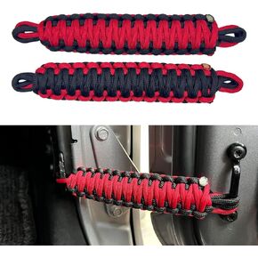 Door Limit Strap Replacement for Jeep Wrangler CJ YJ TJ JK JL Heavy Duty Paracord Door Check Straps Door Limiter,Black&Blue (2Pack)