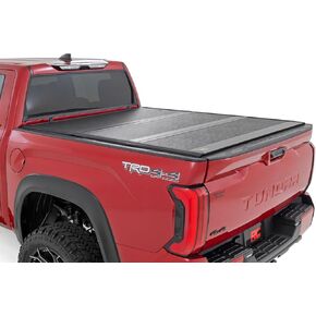 Rough Country Hard Tri-Fold Tonneau Cover for Toyota Tundra (2022-2025) - Low-Profile Aluminum Truck Bed Cover, Fits 5'7 Bed w/Cargo MGMT