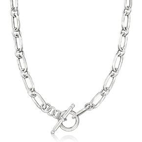 Ross-Simons Italian Sterling Silver Paper Clip Link Toggle Necklace