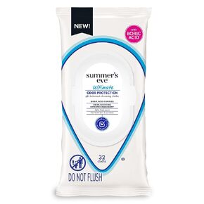 Summer’s Eve, Ultimate Odor Control, Daily Feminine Wipes with Boric Acid, Resealable Softpack of Body Wipes with pH Balance, 32 Ct