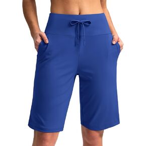 G Gradual Women's Bermuda Shorts with Pockets 11" Knee Length Stretch Comfy Drawstring Long Shorts for Women Summer Walking