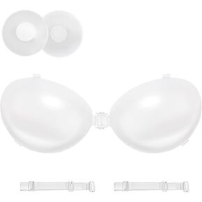 Nimiah Silicone Clear Adhesive Bra - Push up Invisible Sticky Boobsfor Women for Backless Dress Top with Nipple Covers