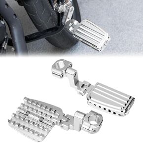 KEMIMOTO CNC Aluminum Highway Pegs with Expandable Heel Rests 1.25" Highway Short Angled Pegs Adjustable Fit for Street Glide Road King Road Glide Softail Dyna Sportster 1-1/4" Engine Guard Black