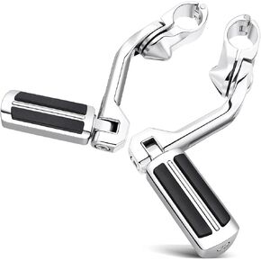 Benlari Highway Pegs,1.25" Highway FootPegs 304 Stainless Steel Adjustable Long Angled Fit for Harley Davidson Touring Street Glide Road Dyna Sportster Softail fits 1-1/4"(32mm) Engine Guard