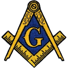 Masonic Logo Patch Embroidered Iron-On Freemason Lodge Emblem Mason G Square Compass