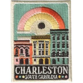 Vagabond Heart Charleston Patch - Charleston South Carolina Iron On Travel Badge - Rainbow Row Souvenir