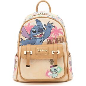 Stitch 11"" Vegan Leather Fashion Mini Backpack, Brown