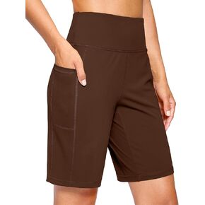 G Gradual Women's 9" Bermuda Long Shorts with Pockets High Waisted Athletic Knee Length Shorts for Women Walking Workout