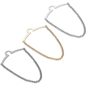 3PCS Tie Clips, Tie Chains Necktie Clip for Men Gold Silver Black Chain Ties Bar Fashion Necktie Clips Link Chain Pins for Men Business Wedding Wear Suits Neckties