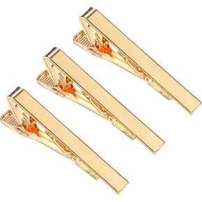 Gold Tie Clips for Men Unique, 3 Pcs Men's Tie Bars Clip On Ties Accessories Tie Pin Gift Wedding Meetings Dating Daily Wear