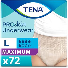 TENA Incontinence Underwear for Women, Maximum Absorbency, ProSkin - Large - 72 Count