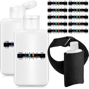 14 Pcs Urine Show Complete Kit 2 Portable Empty Bottles 10 Adhesive Temperature Show Strip Hidden Leg Strap Urine Oxford Pouch Urine Test Bottles (Simple Style)
