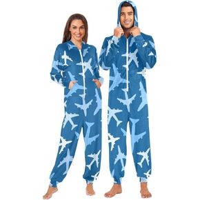 SUABO Airplanes Unisex Adult Onesies Pajamas, One Piece Sleepwear Homewear for Women Men