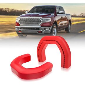أغطية عقبة السحب لـ Dodge RAM 1500 (2019-2024) ترقية ثخانة ، غطاء خطاف السحب متوافق مع ملحقات Dodge RAM 1500 ، 2pcs (غير مناسب لـ 1500 كلاسيكي ، وارلوك ، 2500،3500) （أحمر））