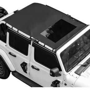 JOYTUTUS Waterproof Sun Shade Top Cover Compatible with Wrangler JLU 4-Door 2018-2025, UV Protection Waterproof Roof Top, Windproof Cab Cover & Noise Reduction Accessory