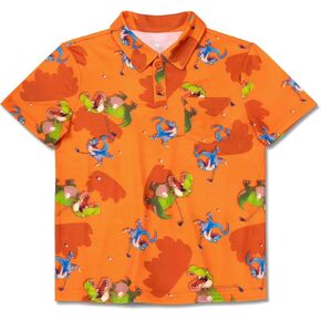 Boys Hawaiian Shirt Polo Tropical Kid Aloha Golf Uniform Short Sleeve Printed Tee Summer Beach Vacation Graphic Top